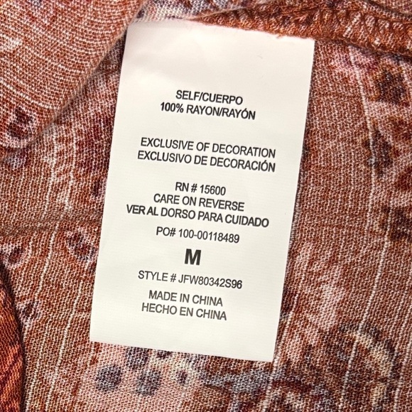 Mason & Belle Rust Floral Button Front Blouse | Size M | NWT - Picture 10 of 10